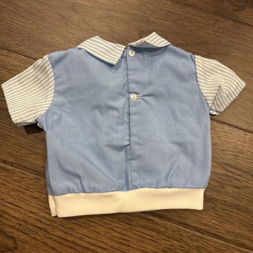 Vtg Sears Winnie The Pooh‎ Bear Newborn Baby Disney 2 Pc Retro Photo Outfit Blue